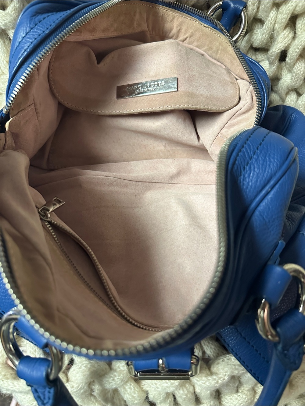 Marc Jacobs Blue Leather Satchel with Gold Hardware - Picture 9 of 9